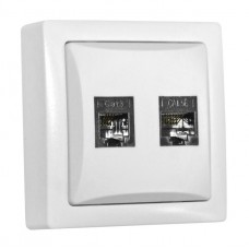 Πρίζα Τηλεφώνου RJ11 & Δικτύου RJ45 2 Εξόδων Λευκή Επίτοιχη IP20 13-3950